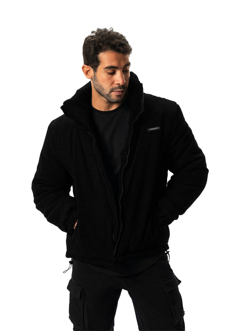 BLACK VELVET PUFFER JACKET